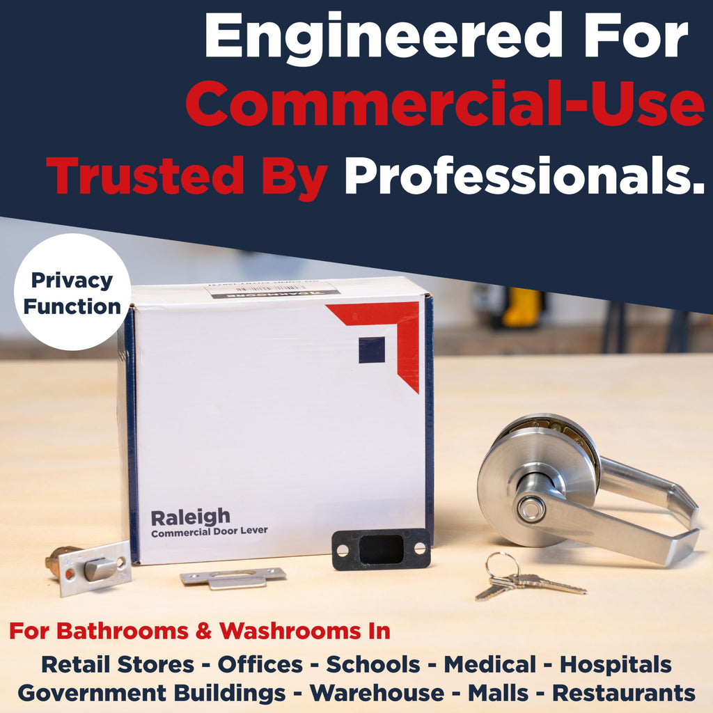 Heavy Duty Commercial Bathroom Door Handle with Lock | Privacy Commercial Door Locks | Grade 2 Restroom Lever | s &