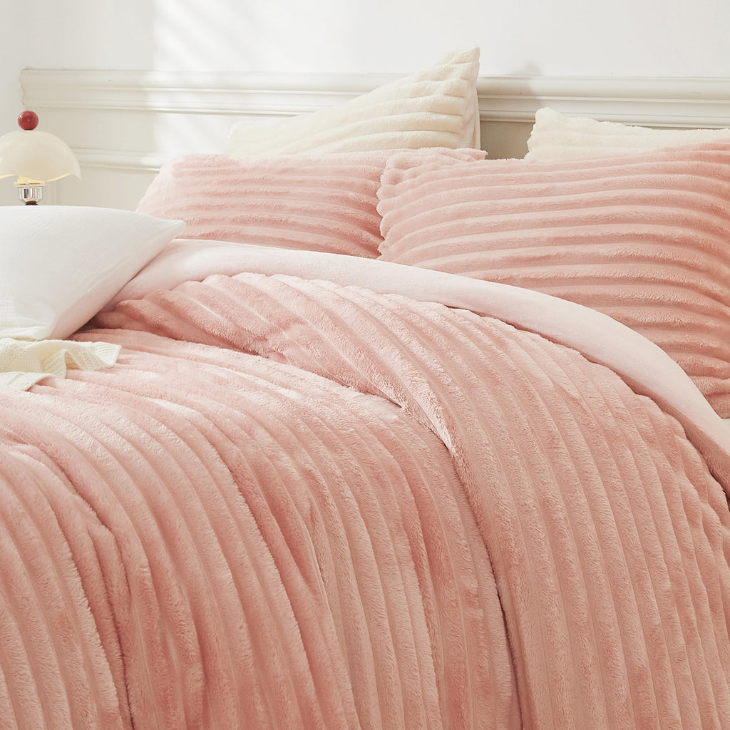 Flannel Comforter Set, Thick, Fluffy & Warm Bedding, 3-Piece