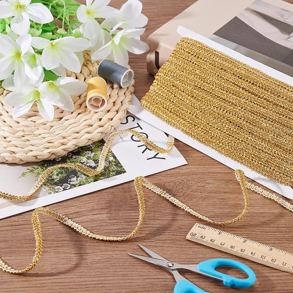 Metallic Gimp Braid Trim 1/4 inch Gold Centipede Braided Trim Decorative Gimp Braid Trims Polyester Scroll - 27.3 Yards