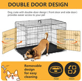 Dog Crate Dog Kennel Cage with Double Door,36 inch Folding Metal Wire Dog Cage with Removable Tray&Divider Panel,Pet