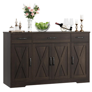 Kitchen Buffet Sideboard Storage Cabinet, Coffee Bar Cabinet, Brown