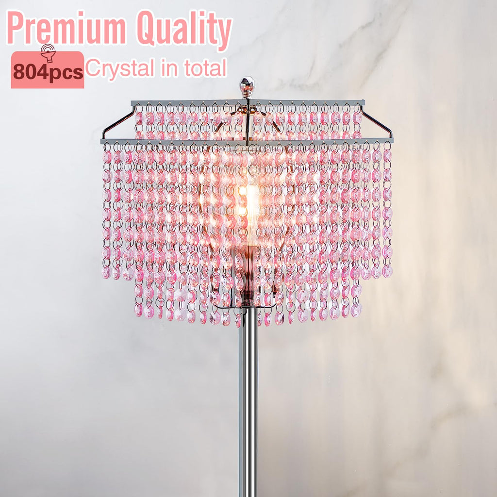 Pink Crystal Floor Lamp, 64" Tall Standing Lamps