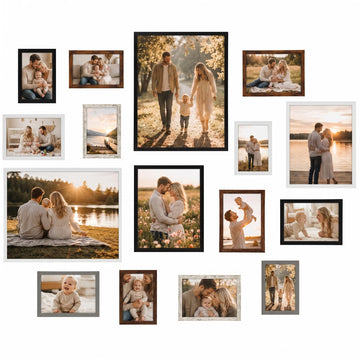 16 Pack Mixed Color Picture Frames for Multi Sizes Photos, Assorted Sets 2pcs 11x14, 2pcs 8x10, 6pcs 5x7, 6pcs 4x6
