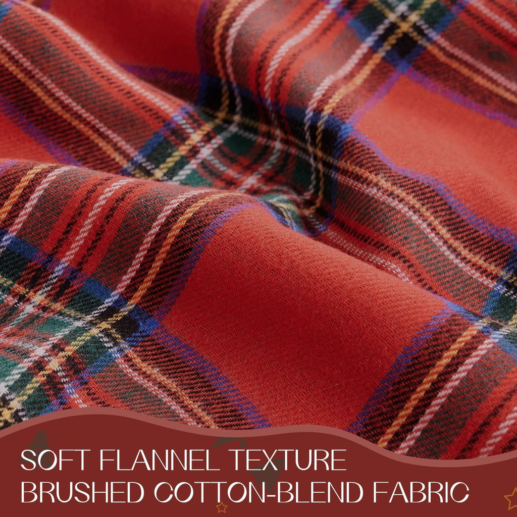 Christmas Plaid Ruffled Round Tablecloth, 70 Inch Red