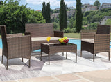 Greesum Patio Furniture 4 Pieces Conversation Sets Outdoor Wicker Rattan Chairs Garden Backyard Balcony Porch Poolside