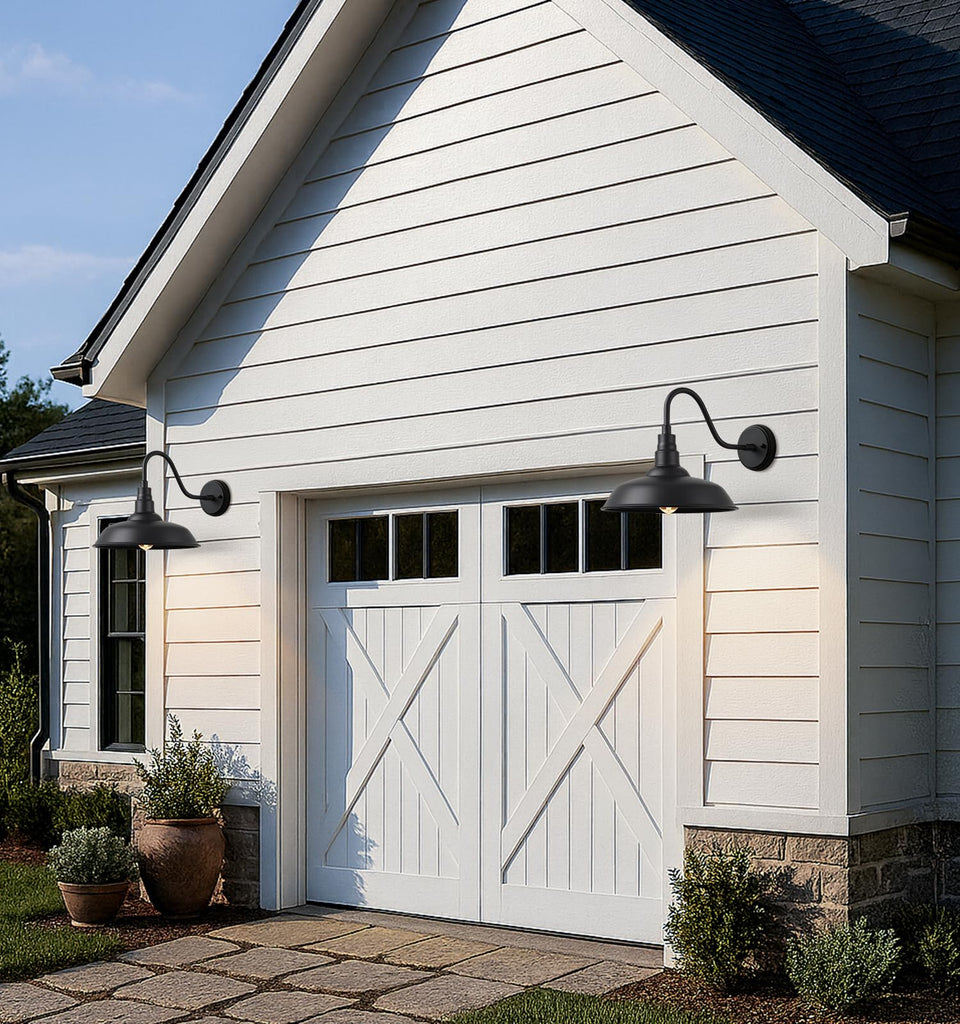 14" Outdoor Barn Gooseneck Lights, Large Farmhouse Fixtures, 2-Pack