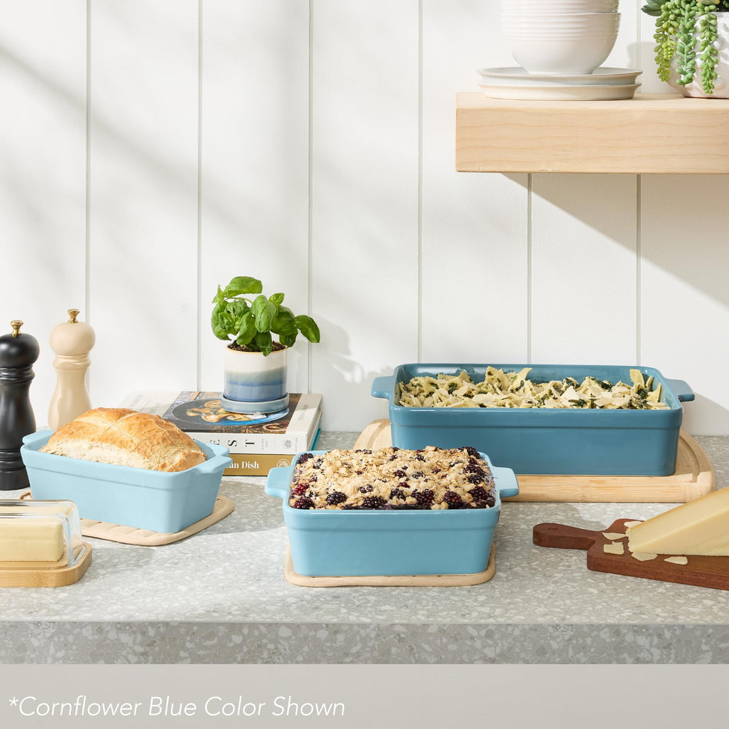 3-Piece Ceramic Casserole Baking Dish Set Vanilla