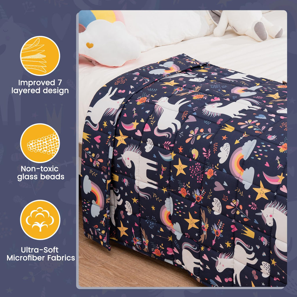 Weighted Blanket 7 lbs, Cooling Breathable Heavy Blanket for Sleep, Washable Glass Bead Weighted Throw, Soft