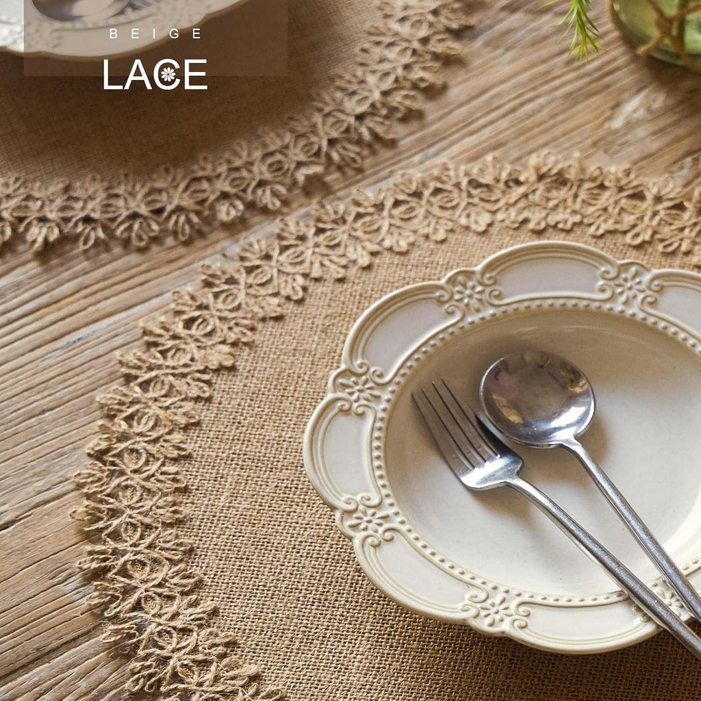 Burlap Round Braided Placemats for Dining Tables 15 Inch Heat Resistant Jute Table Mats Farmhouse Woven - Set of 12