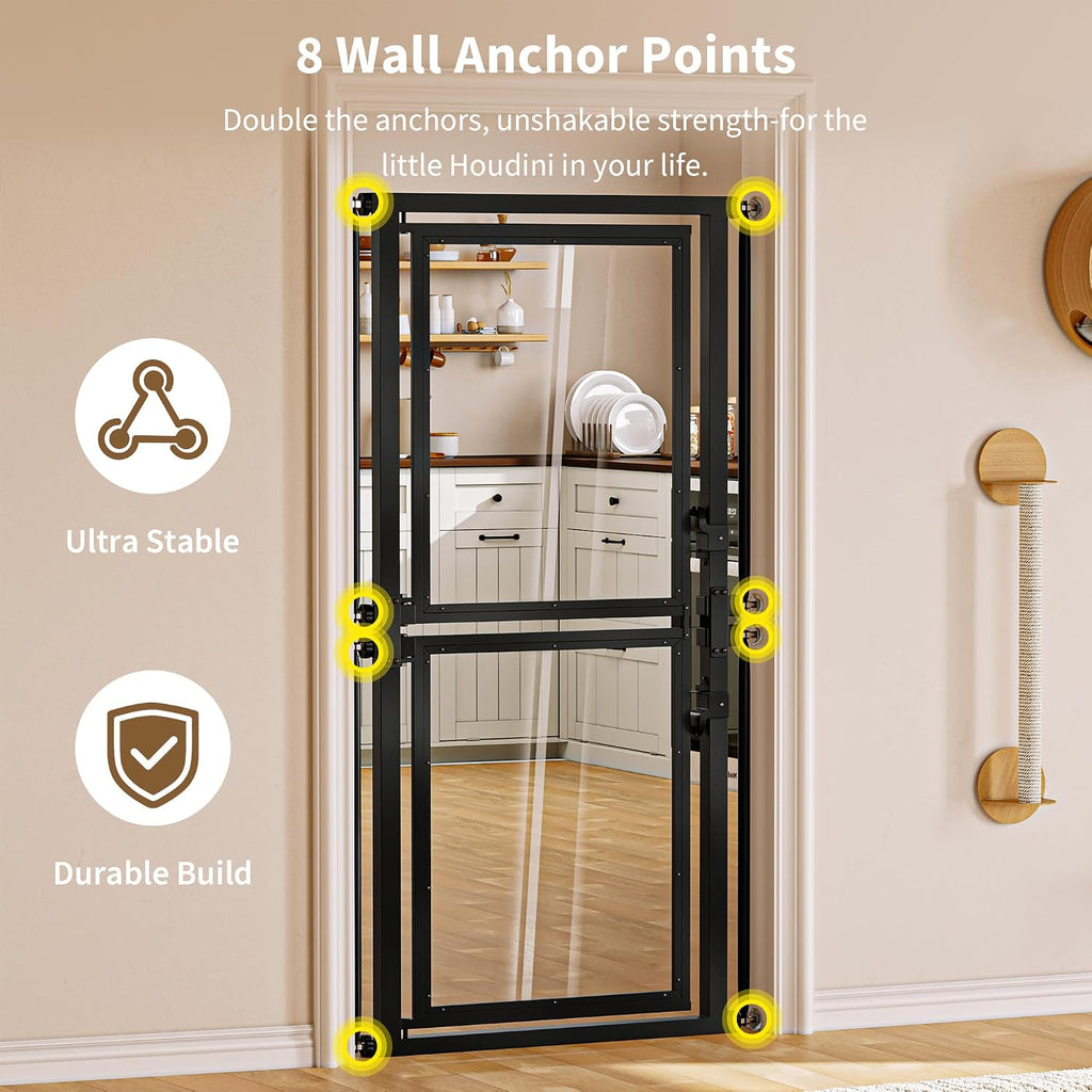 73.6" Extra Tall Cat Gate, Pet Gate 29.5-32.3" Adjustable Width, Black