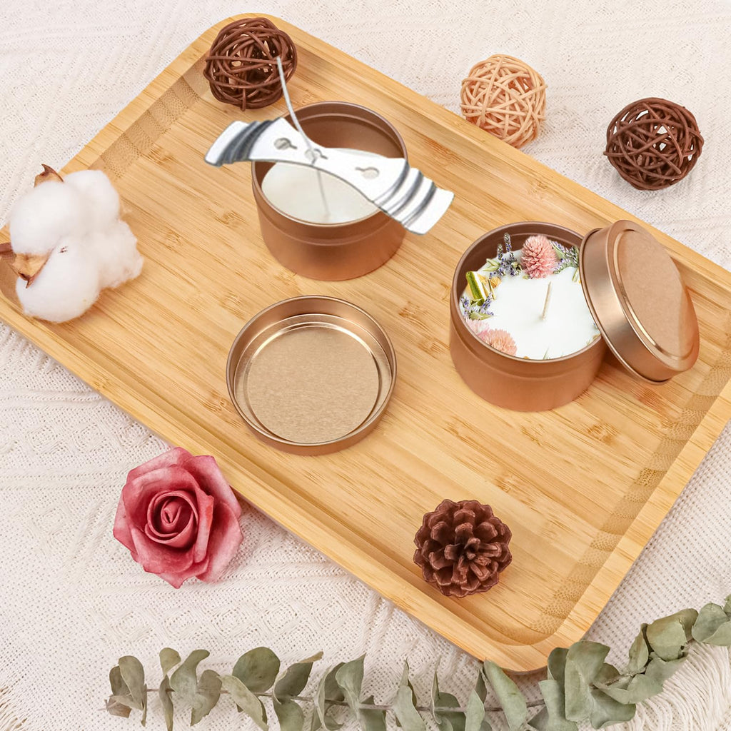 48 Pack 4 oz Rose Gold Tins with Lids, Candle Containers, Empty Candle Jars Bulk, Candle Jars for Making Candles