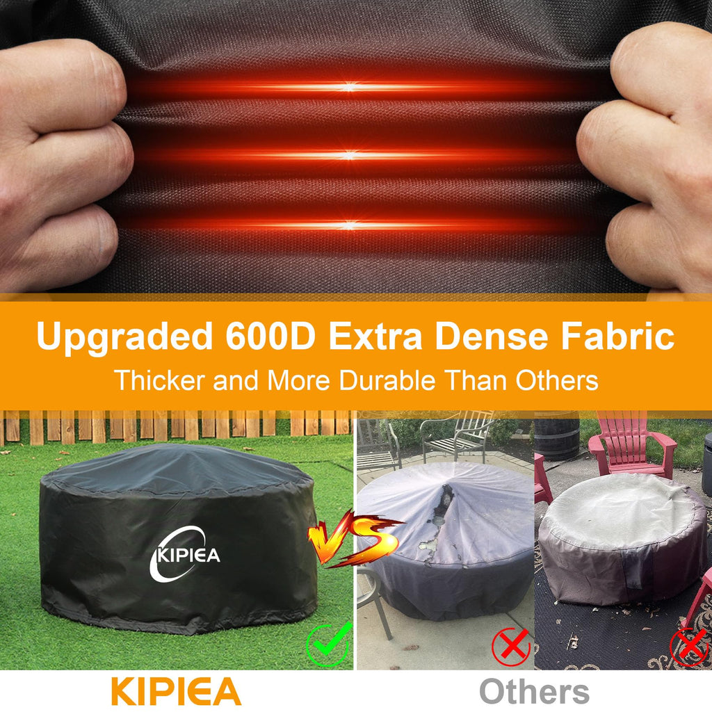 Round Fire Pit Cover for Yukon Super Waterproof, 30" D x16" H Smokeless Fire Pit Cover, Upgraded 600D Strong Tear and