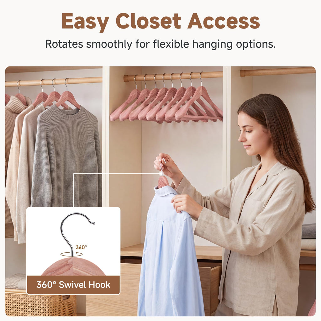 Red Cedar Wood Hangers 6 Set, Extra Wide Shoulder Suit Hangers