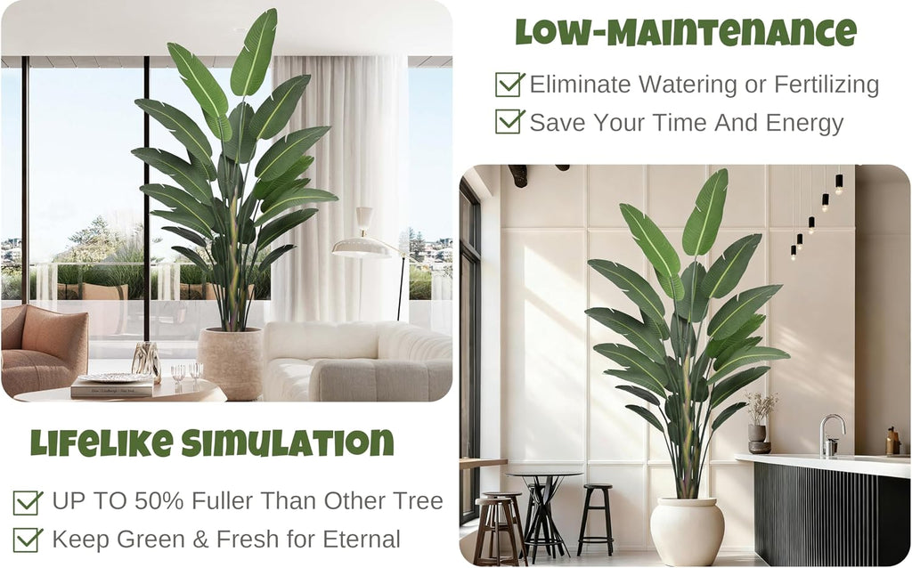 Artificial Bird of Paradise Tree 9FT 25 Thick Matte Texture Leaves Realistic Tall Large Faux Tropical Traveler's Palm