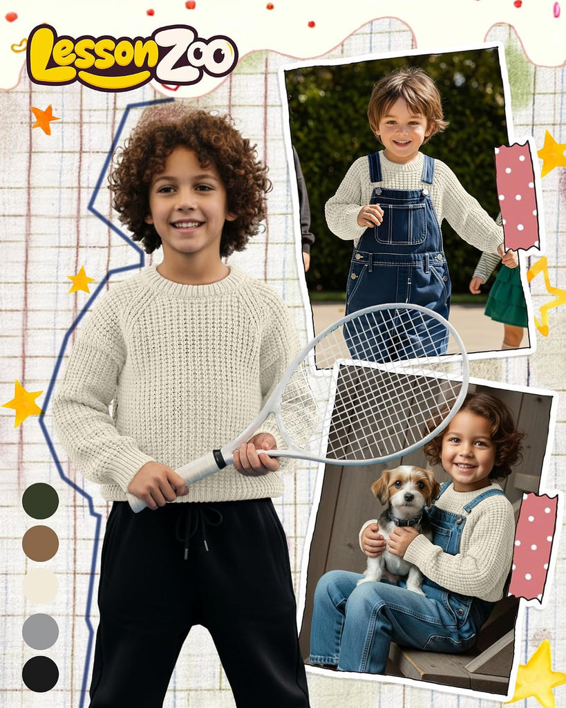 Toddler Boy Waffle Sweater Long Sleeve Shirts