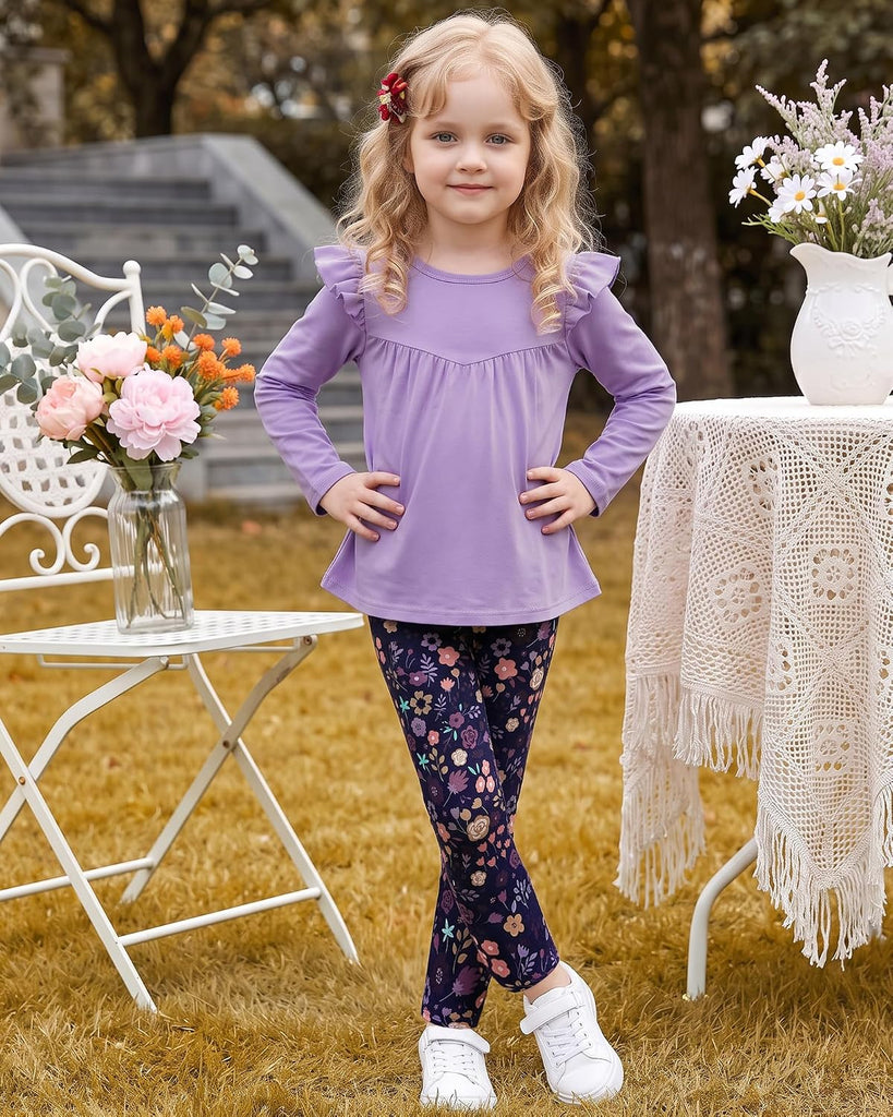 Toddler Girl Clothes Fall Outfits Ruffle Top Floral Pants Set