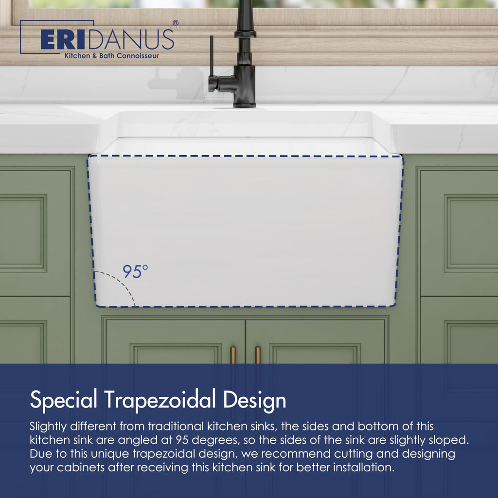Farmhouse Sink 20 x 15 Inch White Ceramic Apron Front Kitchen Sink