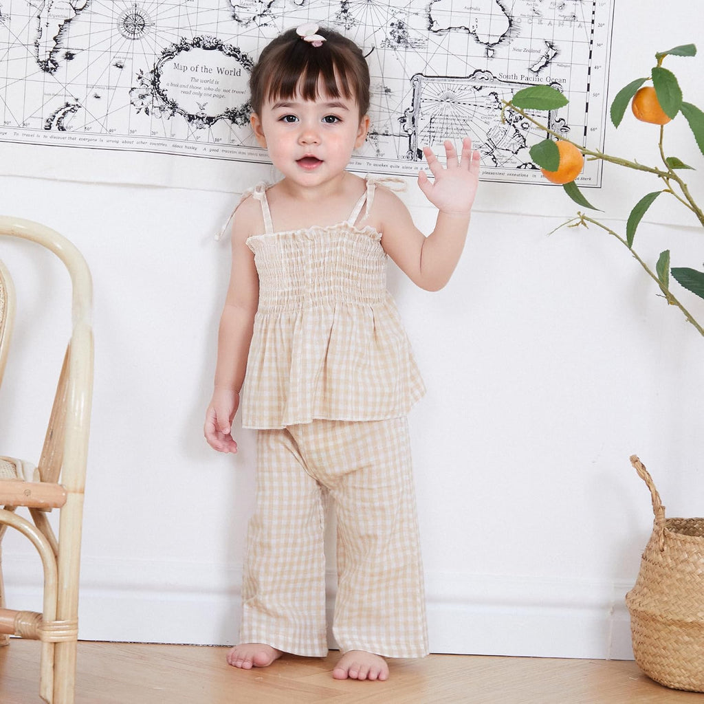 Infant Baby Toddler Girls Clothes Solid Color Sleeveless Camisole Linen Pants Set Baby Summer Outfits