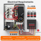 27kW Tankless Water Heater Electric 240V, Whole House On Demand Hot Water, Automatically Maintains Water Temperature