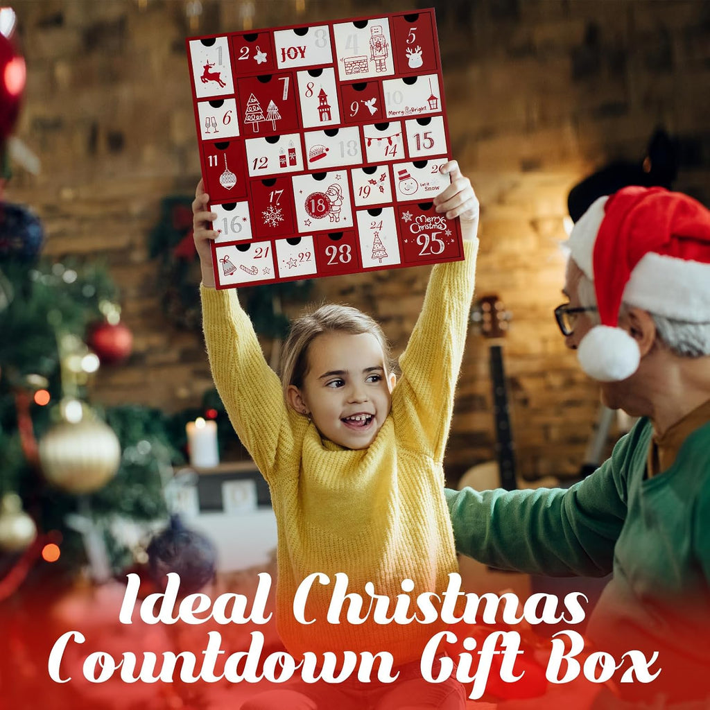 2025 Wooden Advent Calendar, 13 Inch Christmas Advent Calendar with 25 Large Drawers, Christmas Countdown Calendar