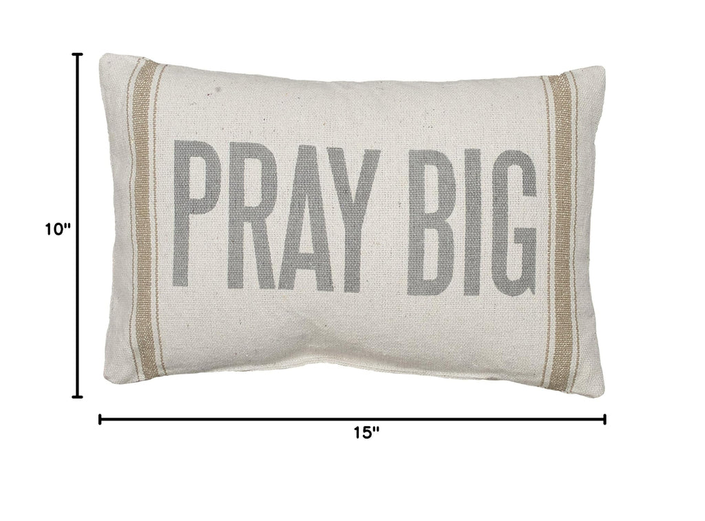 Light Striped Pillow, 15 x 10-Inches, Pray Big