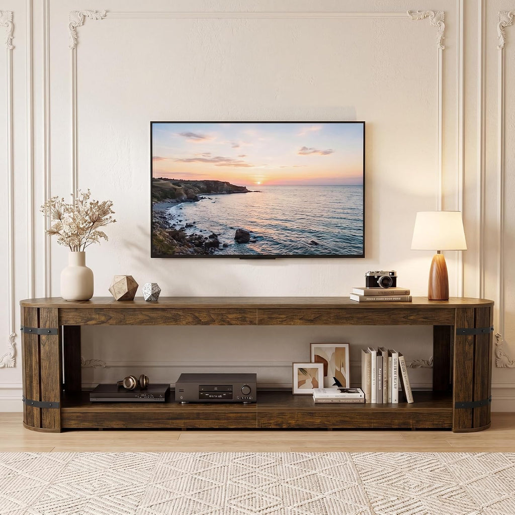 82.68 Inch TV Stand for TVs up to 90 Inch, Long TV Console Table | 2-Tier Storage Media Entertainment Center for