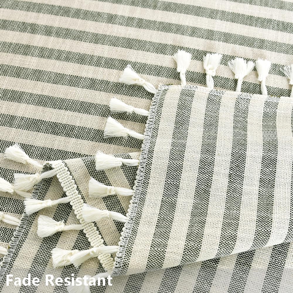 60x60 Square Tablecloth Green Striped Spring Outdoor Picnic Cover