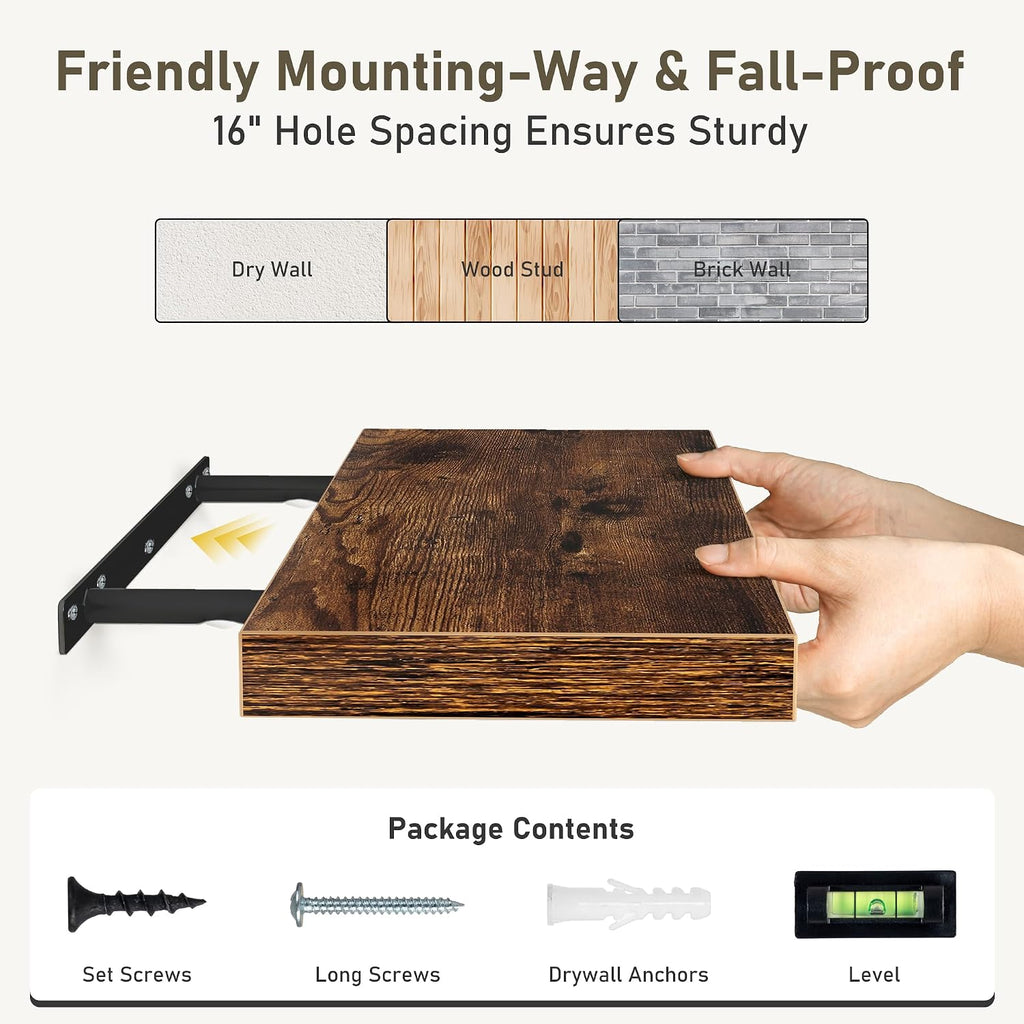Floating Shelves Wall Shelf 24 inches Long, Farmhouse Bathroom Shelves Bedroom Kitchen Living Room Shelf Wall