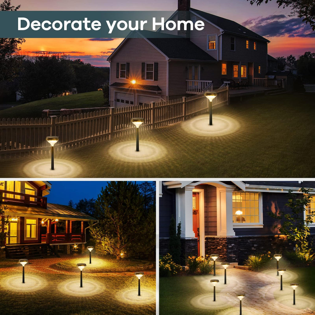 Solar Lights Outdoor4 Pack, Solar Pathway Lights Warm White