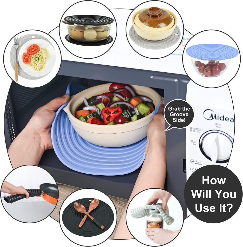 Silicone Trivets Mats for Pots and Pans, Heat Resistant Pot Holders, Flexible Hot Pads Table, Non Slip Mats, Dia11.81