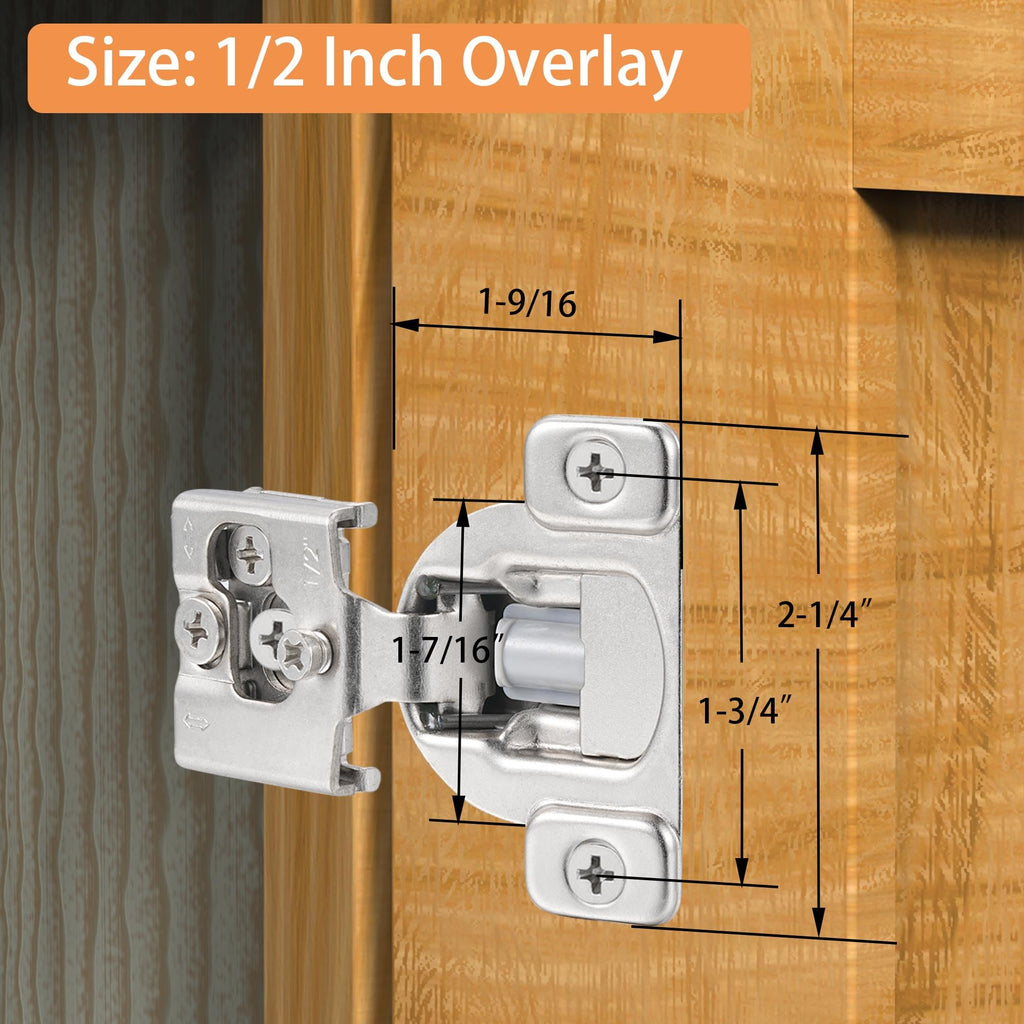 Soft Close Cabinet Hinges, 1/2" Overlay, 2 Pack