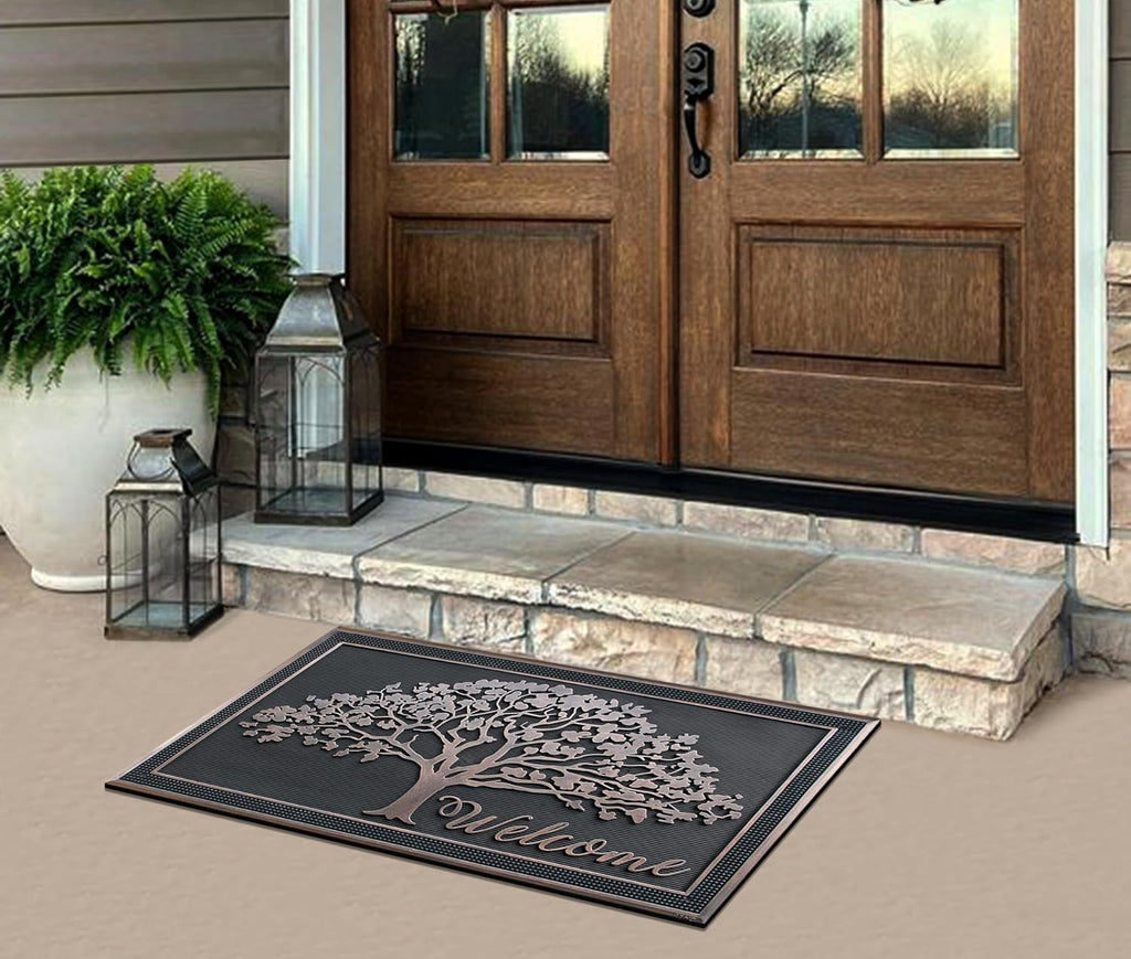 100% Rubber Doormat for Outside Entrance, Non-Slip Heavy Duty Front Door Mats, Thin Profile Hight Traffic Areas Mat