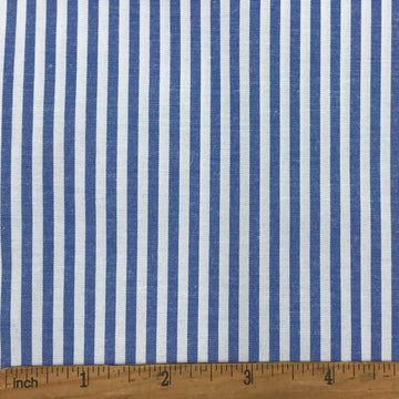 1/8" Blue and White Striped Fabric, Summer Weight Polycotton 57" W x 36" L