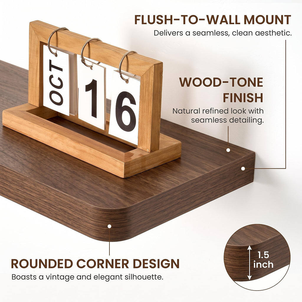 55 Inch Floating Shelves, 9.3" Deep Rounded Corners Wall Shelf