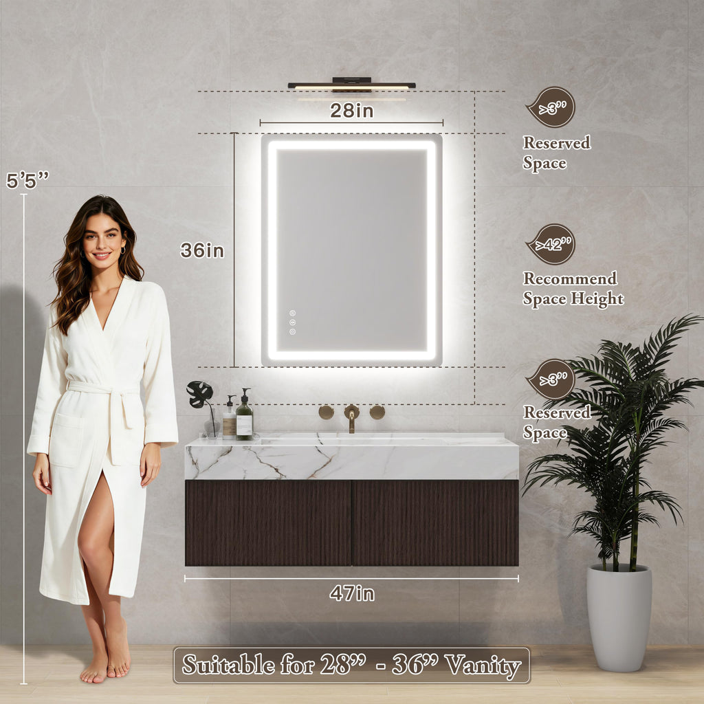 28"x36" LED Bathroom Mirror
