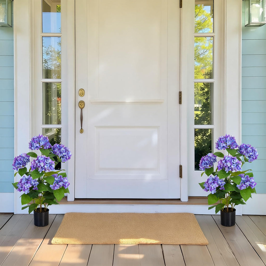 2ft Faux Hydrangea Tree with Purple Flowers, 24in Artificial Hydrangea Plant with Lifelike Leaves, Fake Hydrangea