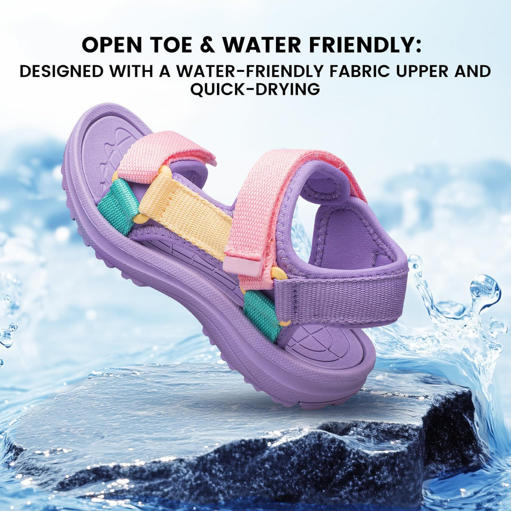 Boys Girls Sandals Adjustable Double Strap Open-Toe Athletic Lightweight Unisex Child Sandals Summer