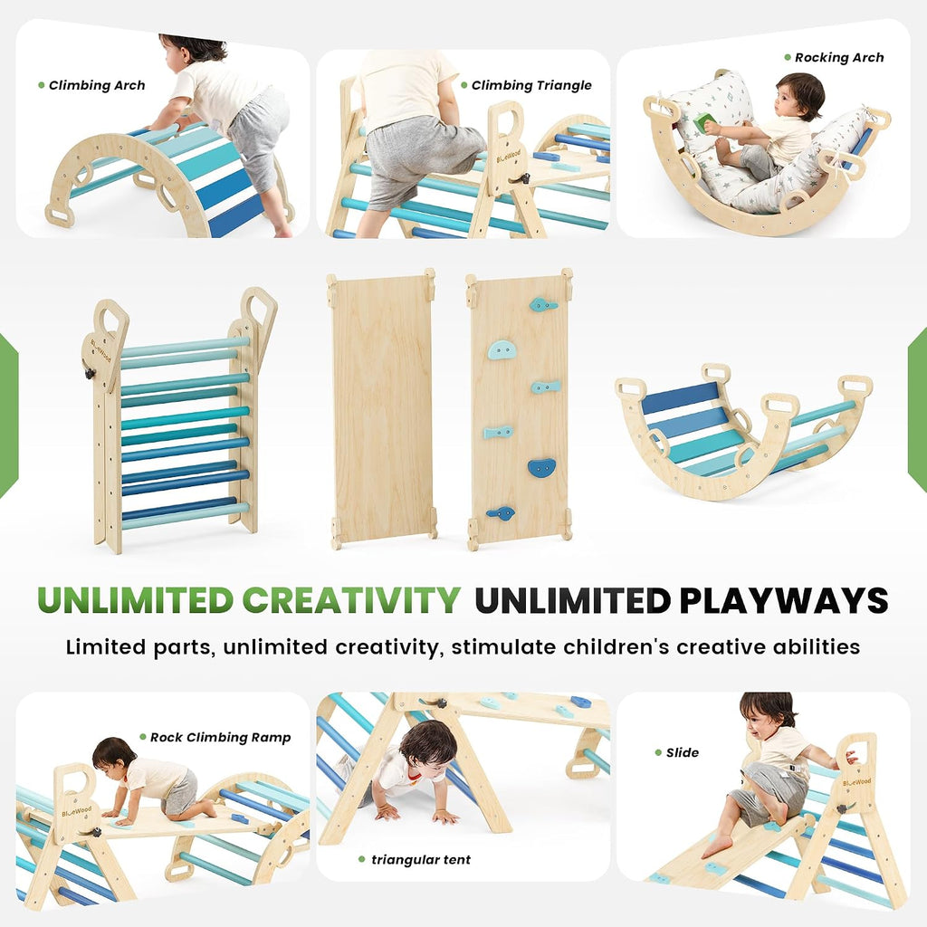 Triangle Set with Cushion, Wooden Climbing Toys for Toddler