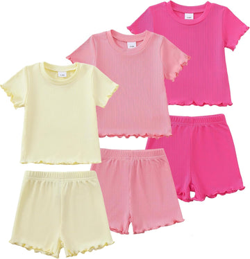 Toddler Baby Girl Boy Summer Clothes Outfits Casual Summer Short Sleeves Tops + Shorts Cute Outfits Set 3M