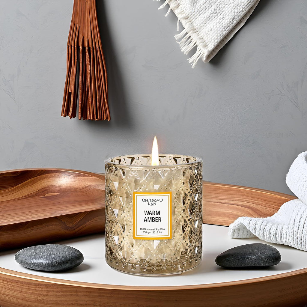Amber Candles, Luxury Candle Scented, Long Burning Time, Holiday Gifts, All Natural Soy Wax Decorative Candles - Set of 81