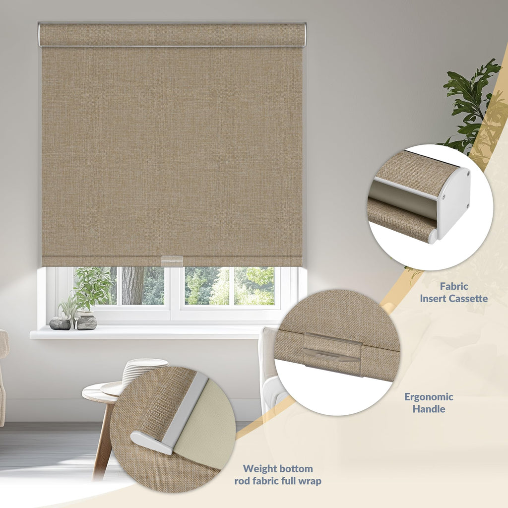 Blackout Roller Shades for Windows, Beige