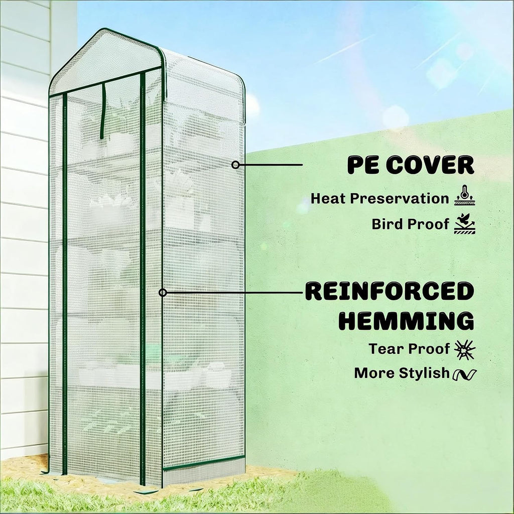 Portable Greenhouses for Outdoors, Mini Greenhouse with 5-Tier Shelf, | Portable outdoor greenhouse with double-layer