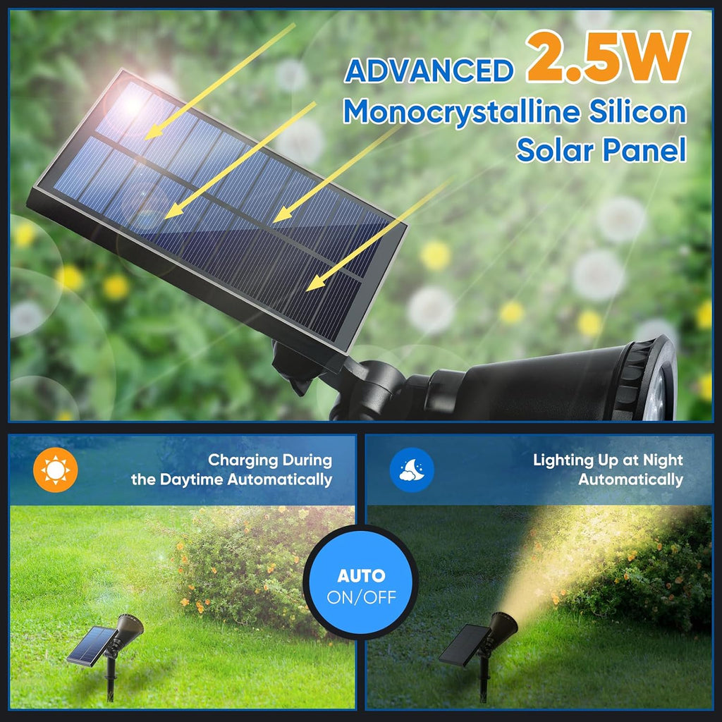 800 Lumens Solar Spot Lights Outdoor,4 Pack 18 LEDs Solar Flood Lights with 2 Modes &Adjustable &IPX65
