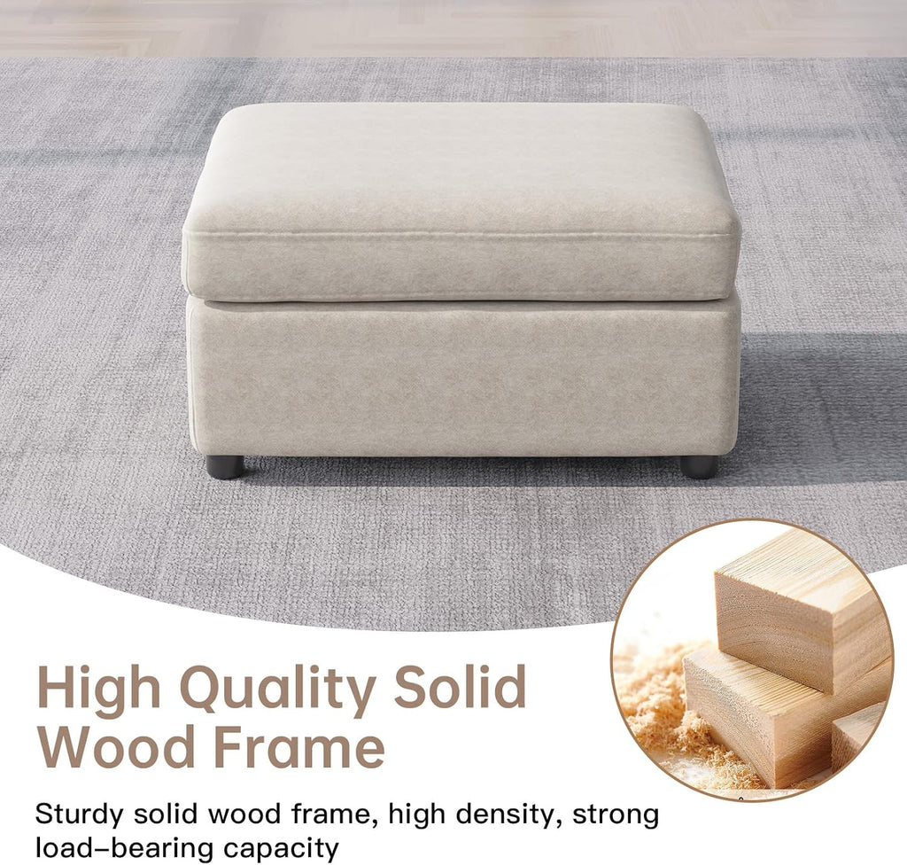 Rectangular Storage Ottoman 33.85 Inch Storage Bench, Velvet Footrest Stools Oversized Single Sofa , Broad Seater