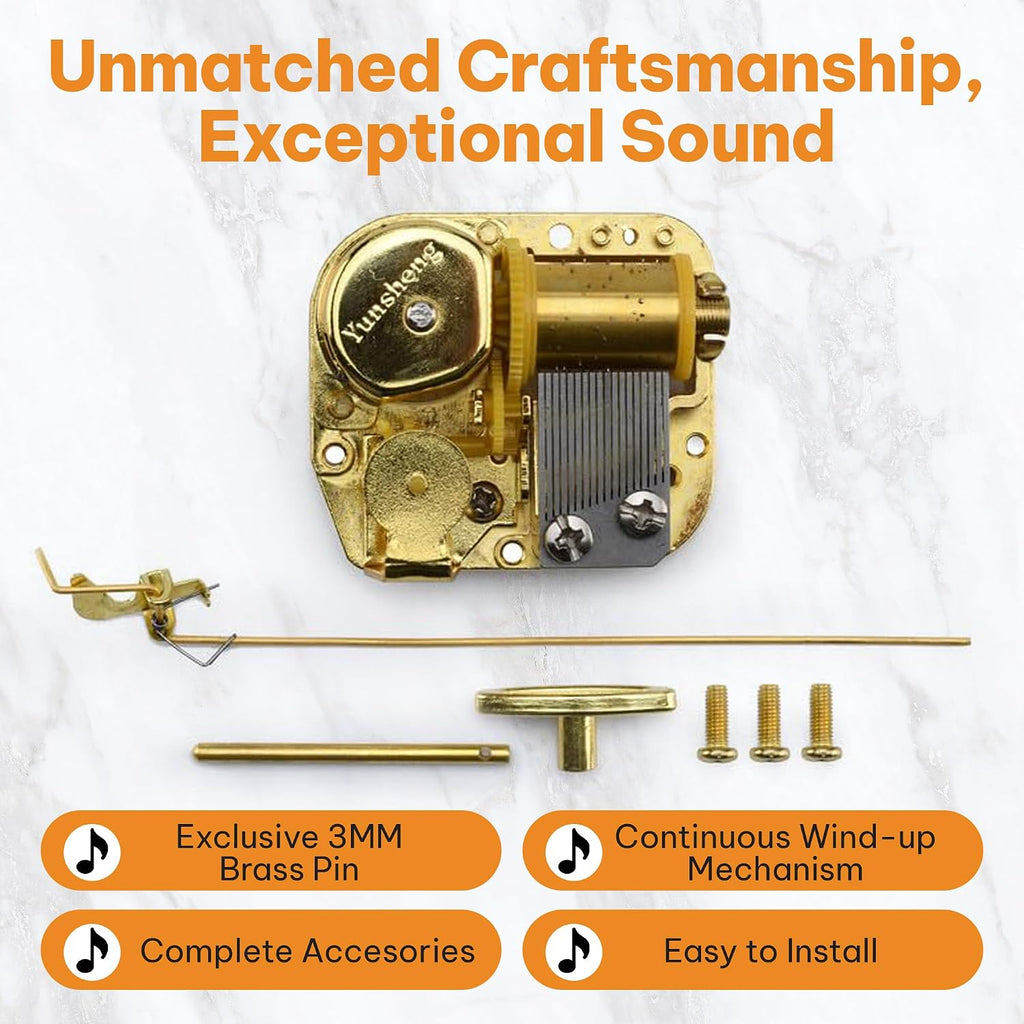 18-Note Mechanical Movement Music Box Gift - Elegant Music Box Mechanism Musicbox Machine for Collectors and Keepsake