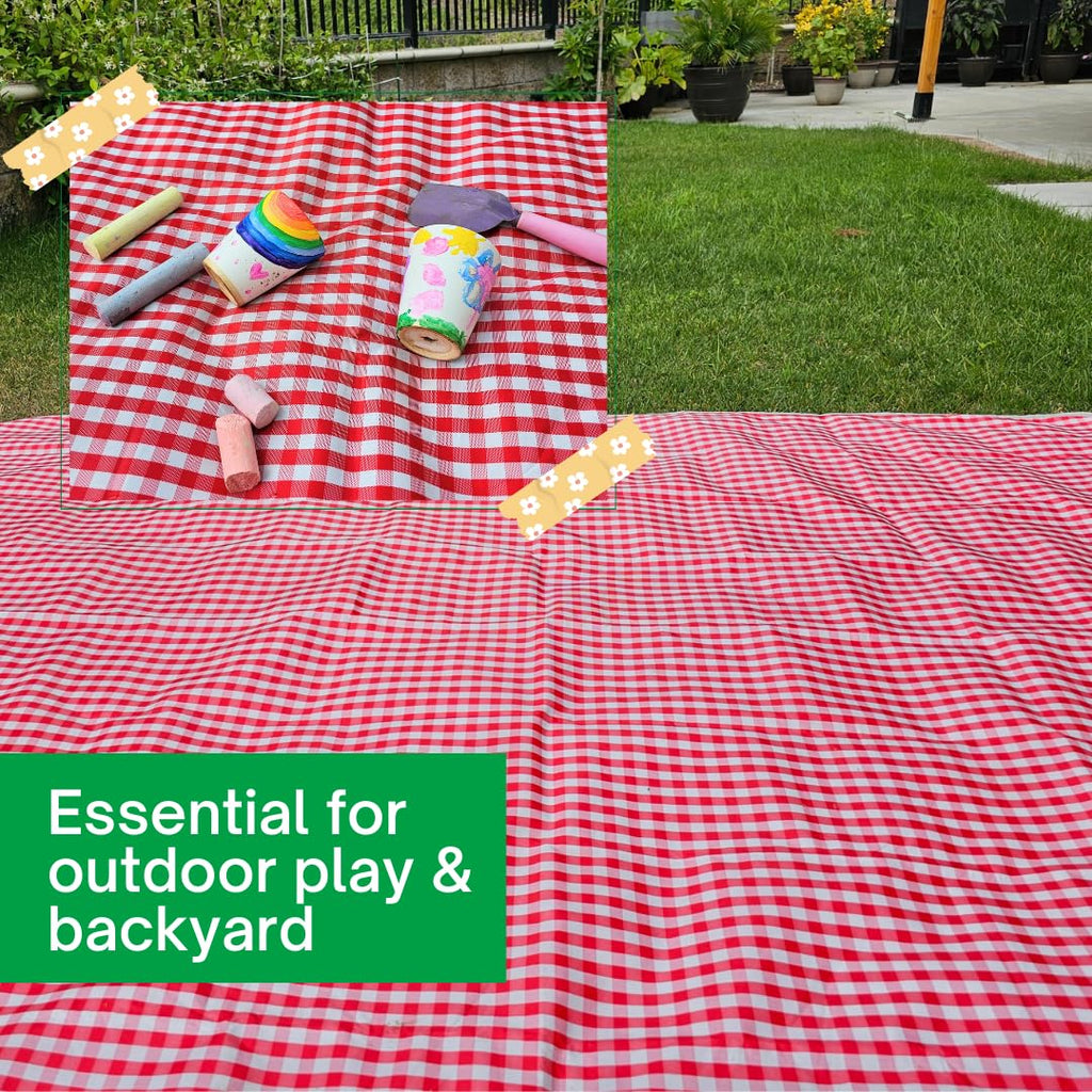 Cute Gingham Picnic Blanket, Waterproof Foldable, in Large 80x60in and Extra Large 80x80in, Portable Compact Beach