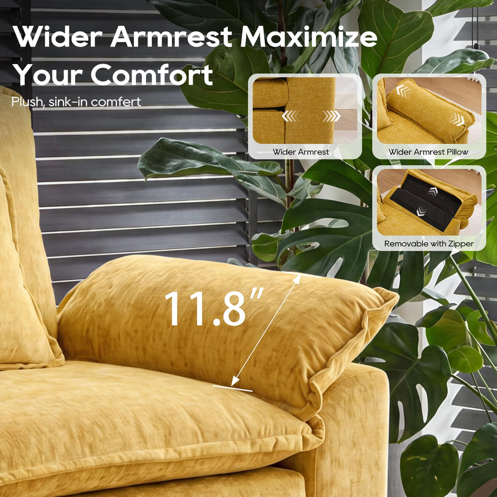 Oversized Modular Sectional Sofa, Yellow:157" U Shaped