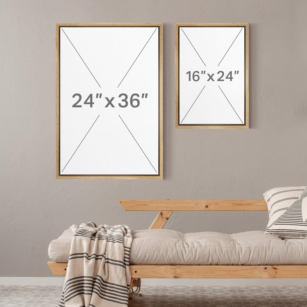 Framed Canvas Print Wall Art Abstract Mountain River Landscape Earth Tone Hills Illustrations Modern Art Decorative