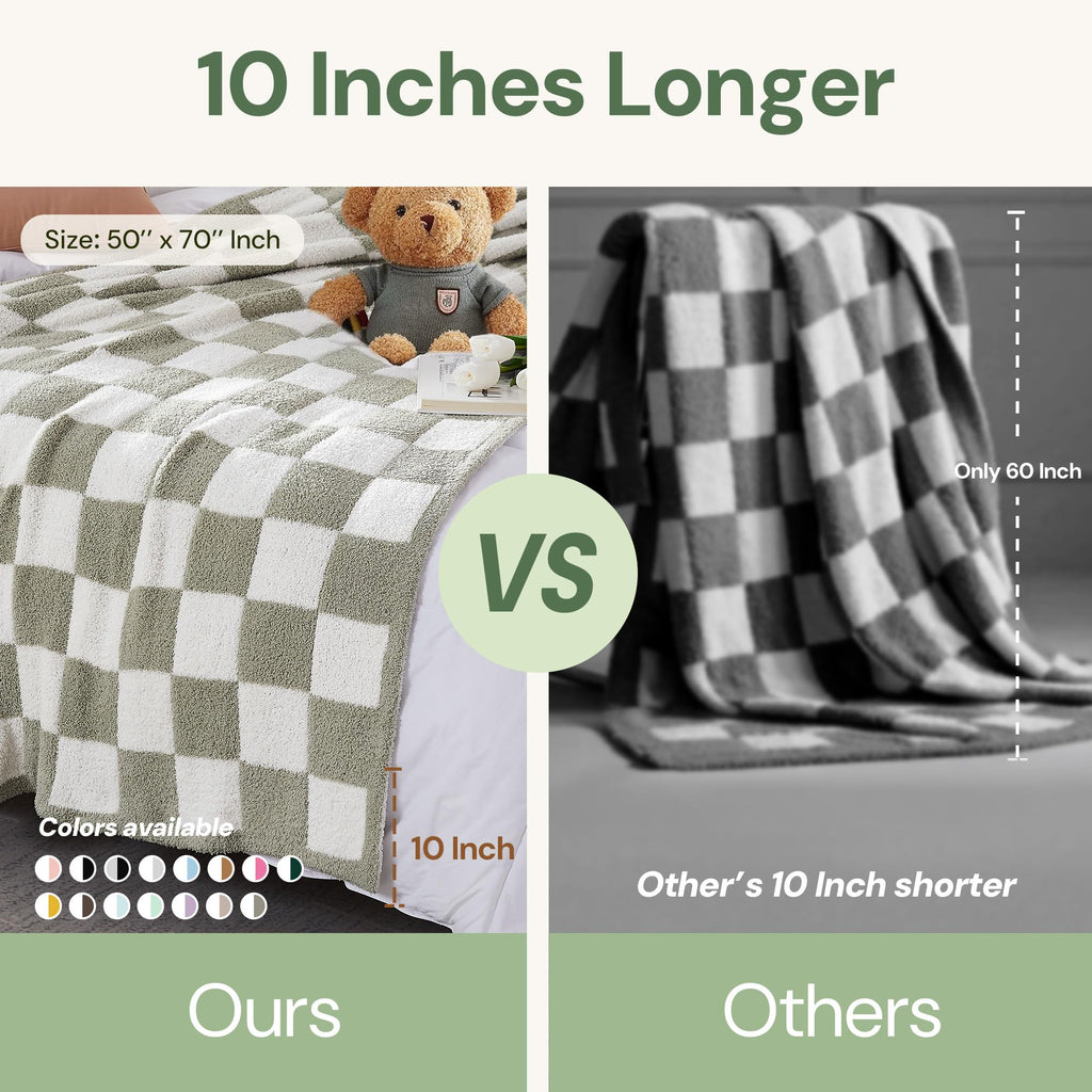 Soft Checkered Throw Blanket for Couch-Cozy Fall Knitted Blankets