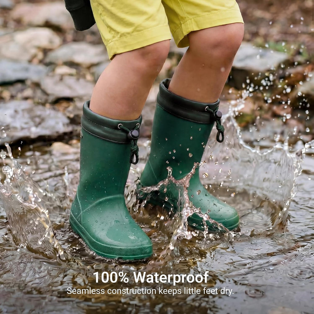 Kids Waterproof Drawstring Rain Boots